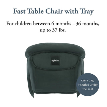 Inglesina Fast Table Chair - Dark Green + Fast Dining Tray - Portable High Chair For Baby & Toddlers, 6-36 Months - Fits Tables