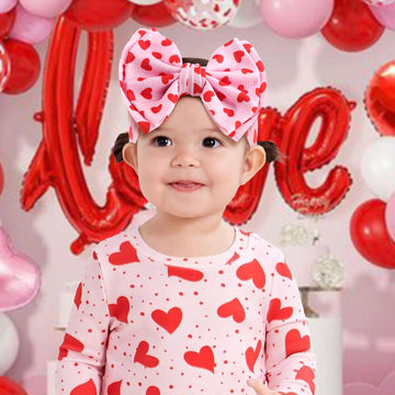 Yanjie Baby Headband Bow Large Hair Bows Red Headband Wide Newborn Bows Pink Heart Handmade Hairbands Hair Accessories Gift Infa