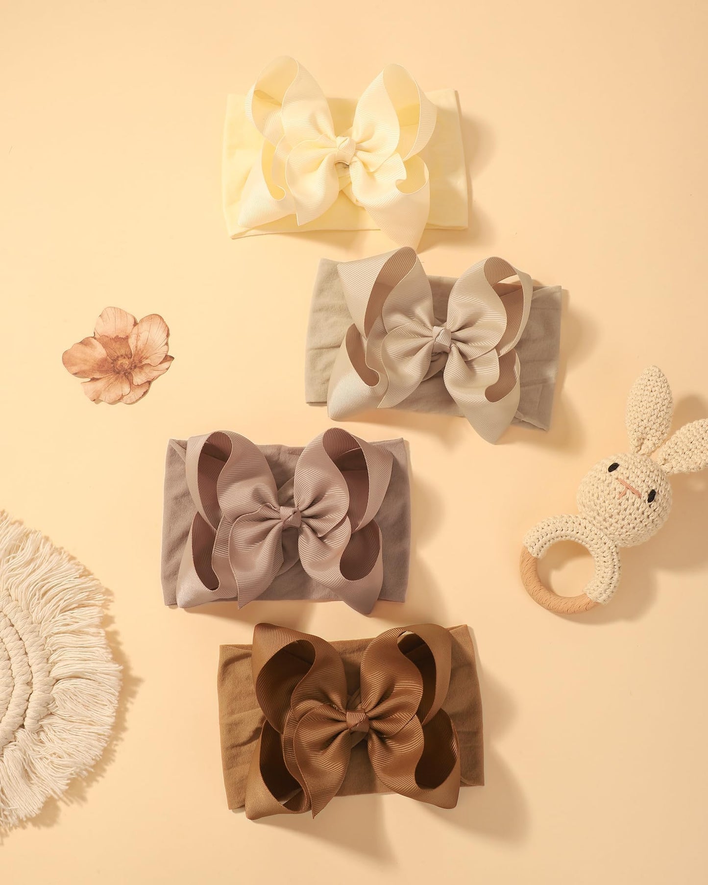 Doboi 12Pcs Big Baby Bows Baby Girl Headbands Ribbon Bow Hair Accessories Nylon Headband Bows For Baby Girls Infant Newborn Todd