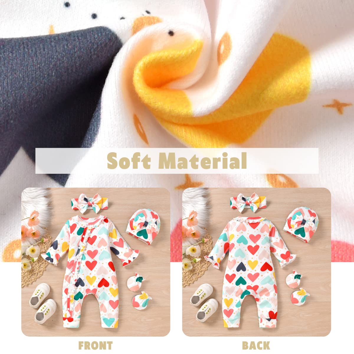 Aalizzwell Newborn Baby Girls Valentines Day Romper Infant Winter Clothes Coming Home Outfit Nb Heart Clothing White