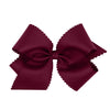 Wee Ones Girls' Classic Grosgrain Hair Bow With Scalloped Edges And Plain Wrap Center On A Weestay Hair Clip, King, Burgundy