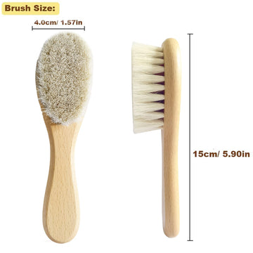 Molylove Baby Hair Brush With Wooden Handle And Comb Set For Newborns & Toddlers | Natural Soft Goat Bristles L Wood Comb L Purp