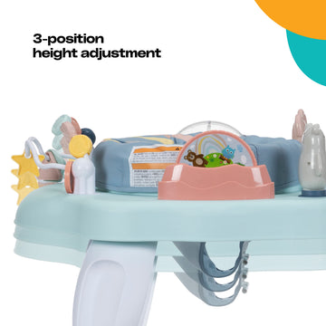 Cosco Play-In-Place Stationary Activity Center, 6 Engaging Toys And A 360 Rotating Seat, 3-Position Height Adjustment Machine-Wa