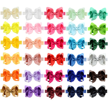 Willingtee Baby Girls 4.5 Inch Grosgrain Ribbon Boutique Hair Bows Headband, 30 Colors - Fantastic Hair Accessories For Baby Gir