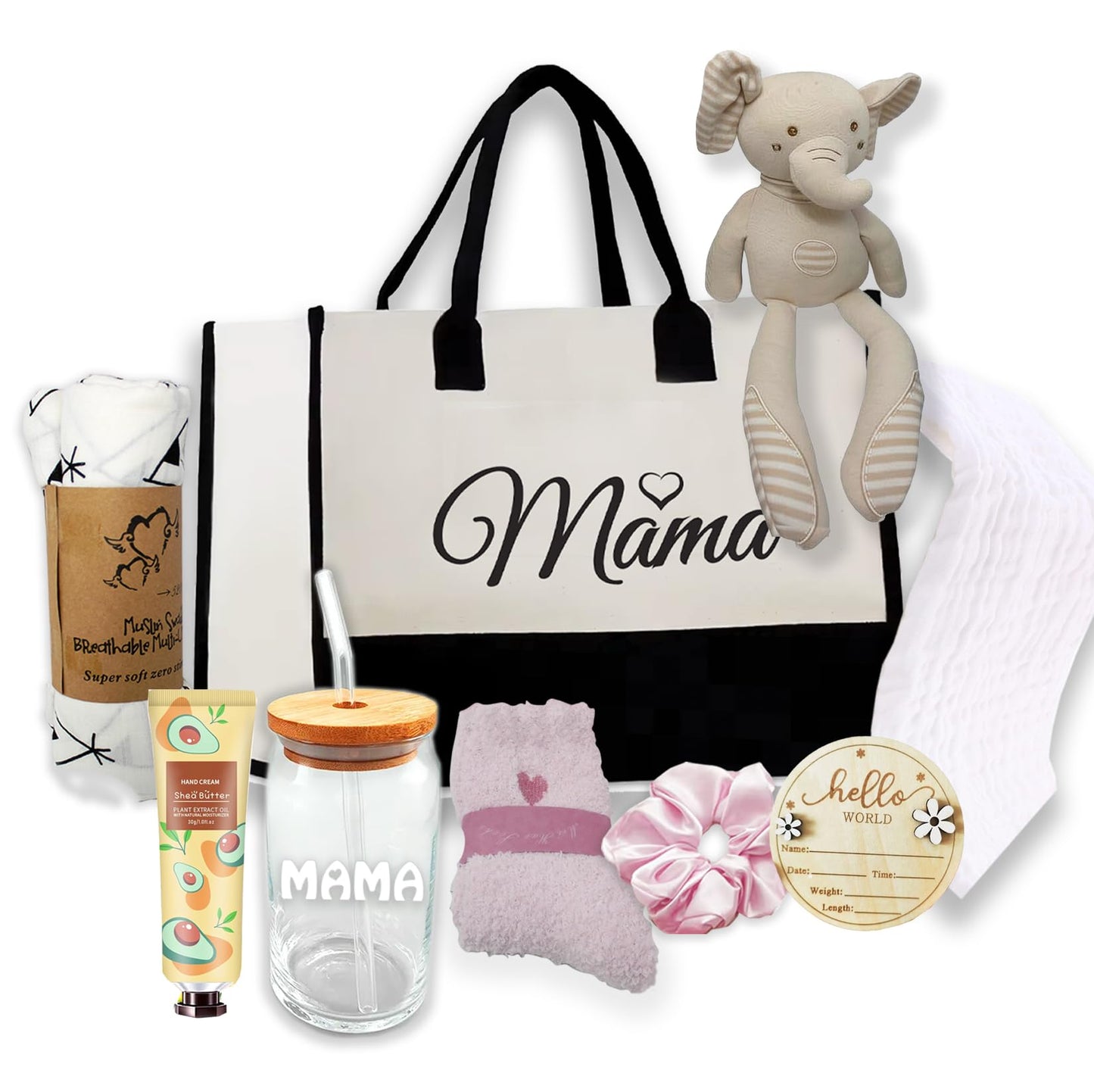 New Mom Gift Basket Care Package | Baby Shower Gift Set for Mom & Baby w/Newborn Essentials | After Labor Hospital Gift Bundle f