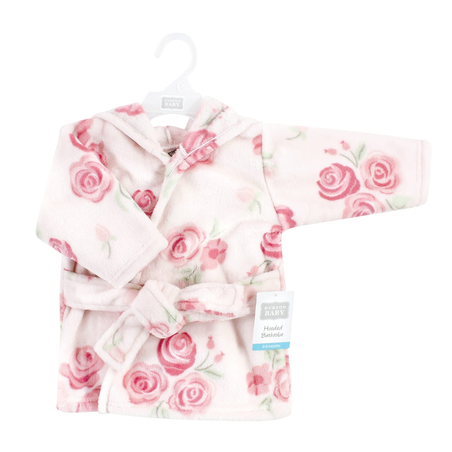 Hudson Baby Unisex Baby Plush Animal Face Bathrobe, Blush Rose, 0-9 Months