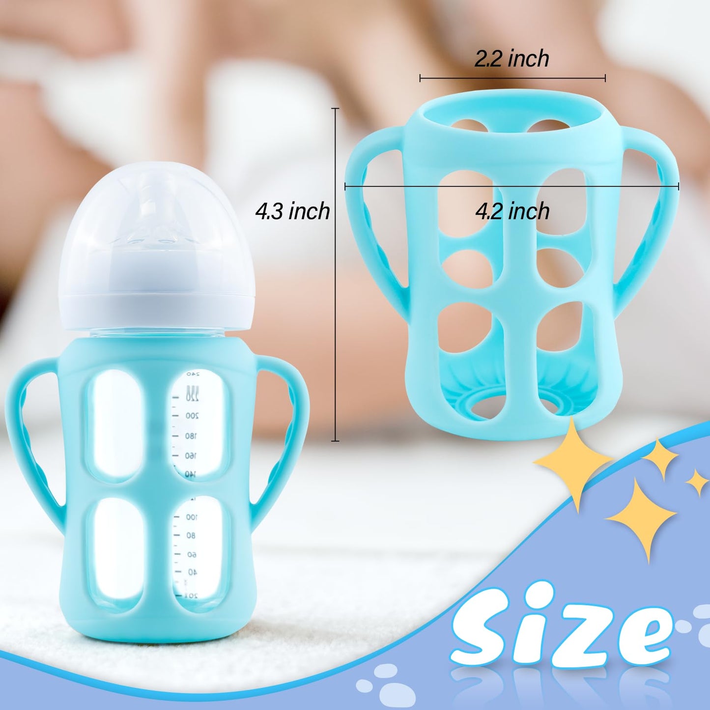 Silicone Sleeves For Philips Avent Baby Bottles 3 Pack, Anti Breakage Baby Bottle Holder With Handle For Avent Glass Natural Bab