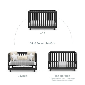 Storkcraft Beckett Convertible Crib (Black) - Converts From Baby Crib To Toddler Bed And Daybed, Fits Standard Full-Size Crib Ma