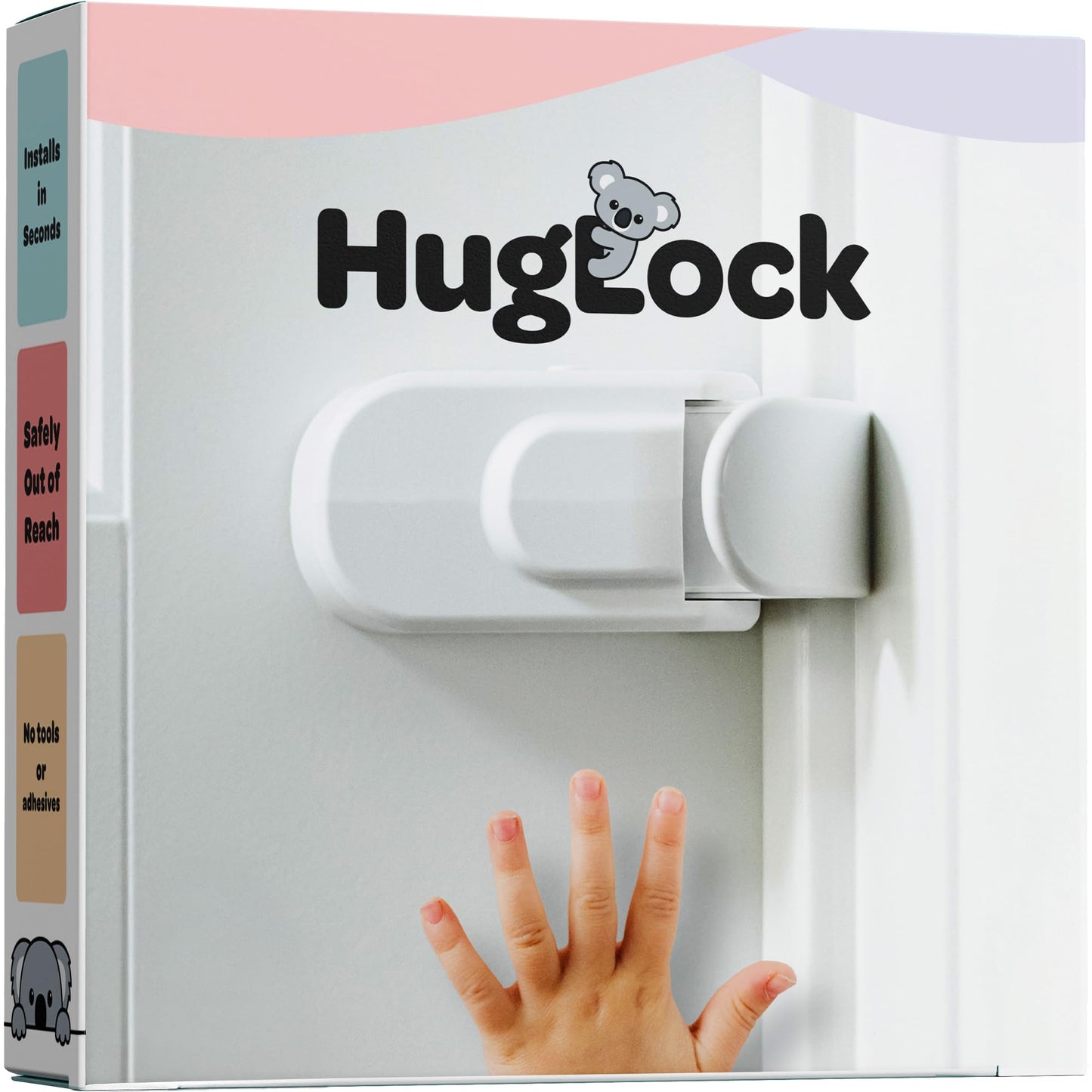 Huglock - The Snap-On Door Lock Kids Cant Reach or Defeat - No Tools or Adhesives Required - Works With Door Knob, Lever or Han
