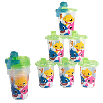 Take & Toss Baby Shark Sippy Cups With Lids - 10 Oz - 10 Cup Kids' Party Pack Includes 2 Travel Caps