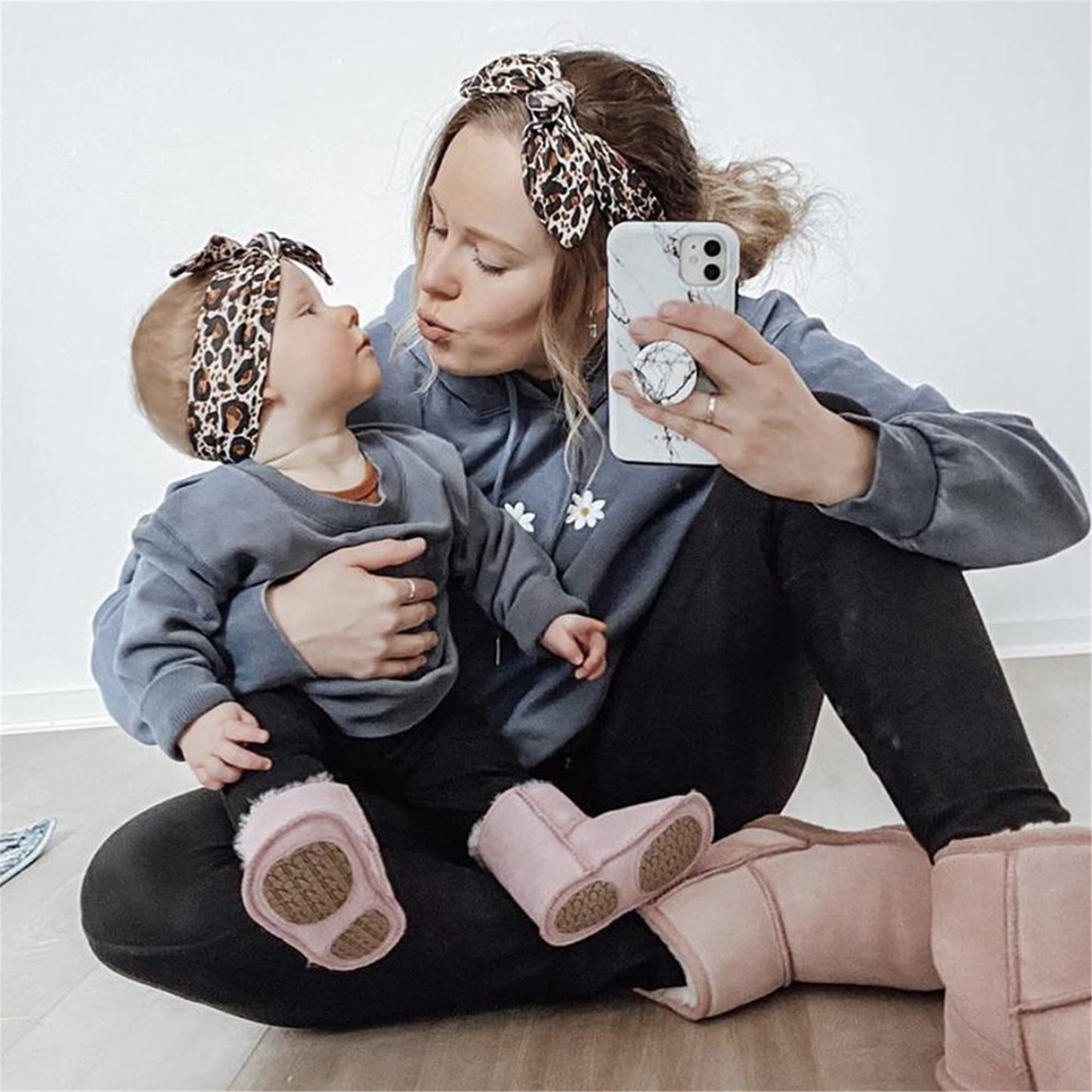 Ddnfo Mom And Baby Headbands Leopard Headwraps Infants Hair Bands(F13) (A-Leopard Headwraps)