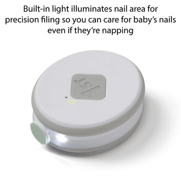 Safety 1St Electric Ease Nail File, Gentle And Easy To Use, With Built In Light, Grey