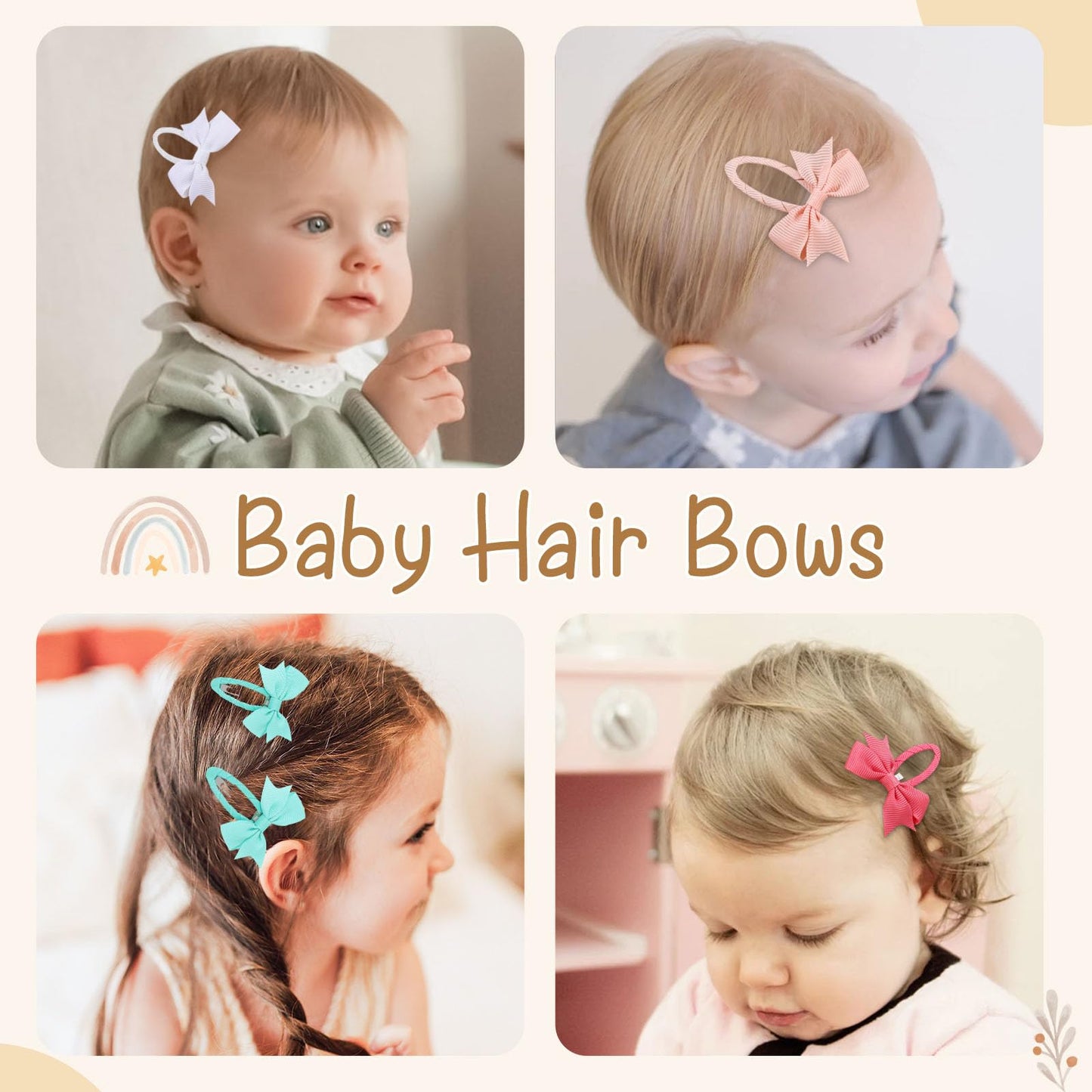 24Pcs 2Inch Baby Hair Clips, Oaoleer Baby Girls Fully Lined Baby Bows Hair Pins Tiny Hair Bows Alligator Clips For Baby Girls In