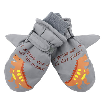 Toddler Mittens Winter Snow Glove Waterproof Mitten Warm Fleece Kid Ski Gloves For Boys Girls Gray Dinosaur M
