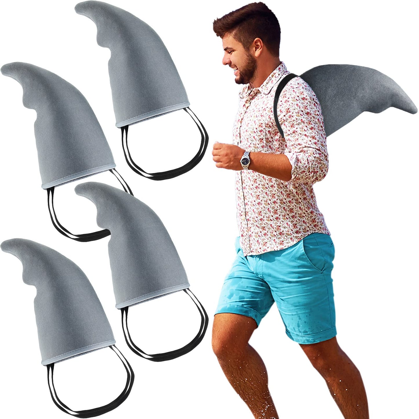 Lewtemi 4 Pcs Halloween Shark Costume Fin Accessory Easy to Wear Sharks Play Costume Props for Adults Cosplay