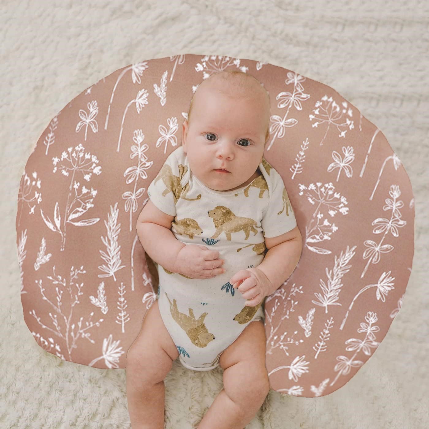 Little Jump Nursing Pillow Cover Slipcover For Breastfeeding Pillows, Soft And Comfortable Safely Fits On Standard Infant Nursin