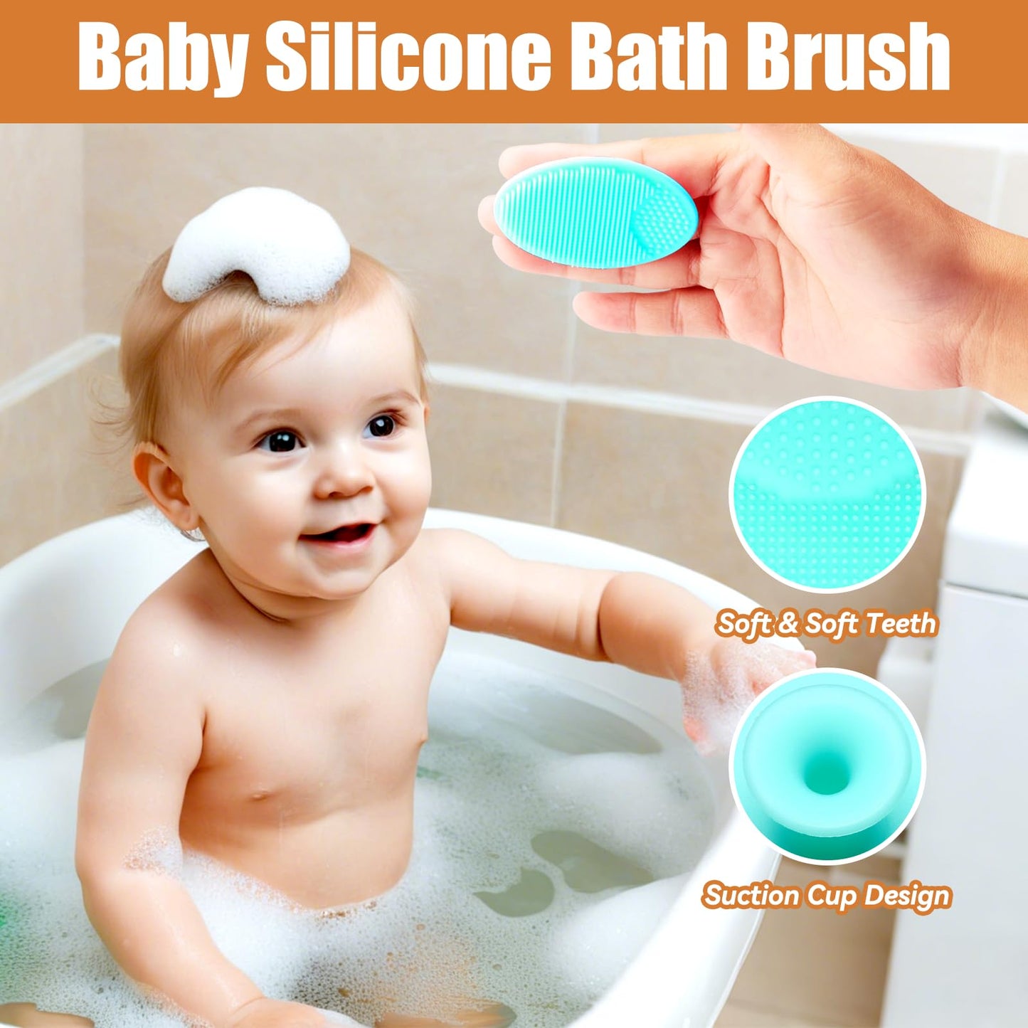 Wooden Soft Goat Bristles Brush With Baby Silicone Hair Scrubber Cradle Cap Brush For Newborns, Toddlers, Infant, Baby Hair Care