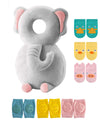 Junneng Toddler Baby Head Protector Pad Safety Cushion With Knee Pads&Anti-Slip Socks (Elephant),6 Months-3 Years