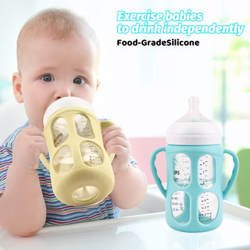 3 Pack Baby Bottle Handles For Philips Avent Natural Baby Bottles, Baby Bottle Holder With Easy Grip Handles (Blue+Yellow+Green)