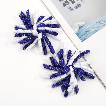 Yxiang 2Pcs Indigo Korker Bows For Girls 3'' Curly Bow Hair Clip Ribbon Ponytail Bows Alligator Clip Hair Barrette For Girls Tod