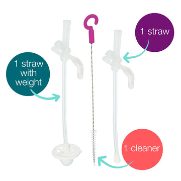 B.Box Sippy Cup Replacement Straw Pack: Includes 1 Replacement Straw, 1 Replacement Straw With Weight, 1 Cleaning Brush. Fits B.