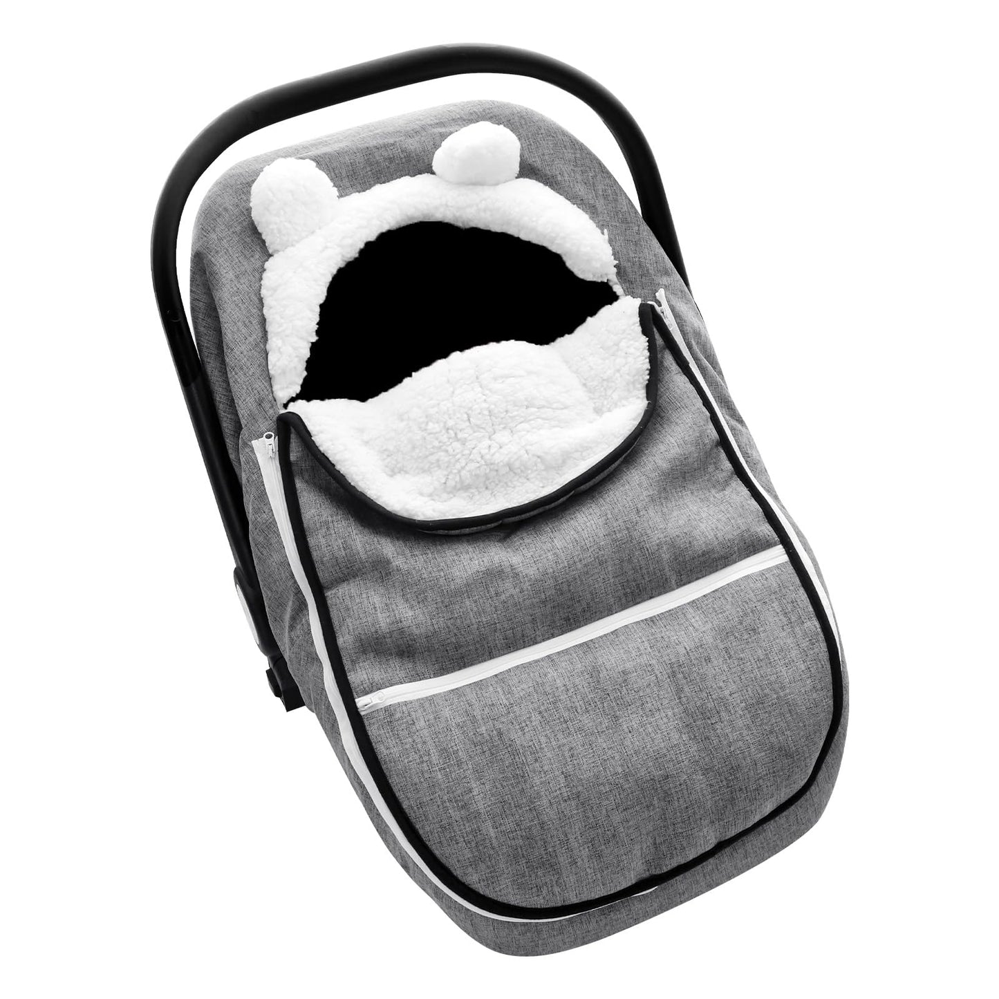 CARUILI Winter Carseat Cover for Baby Girl Boy, Super Windproof Baby Car Seat Cover Protect Baby from Cold Weather, Plush Fleece