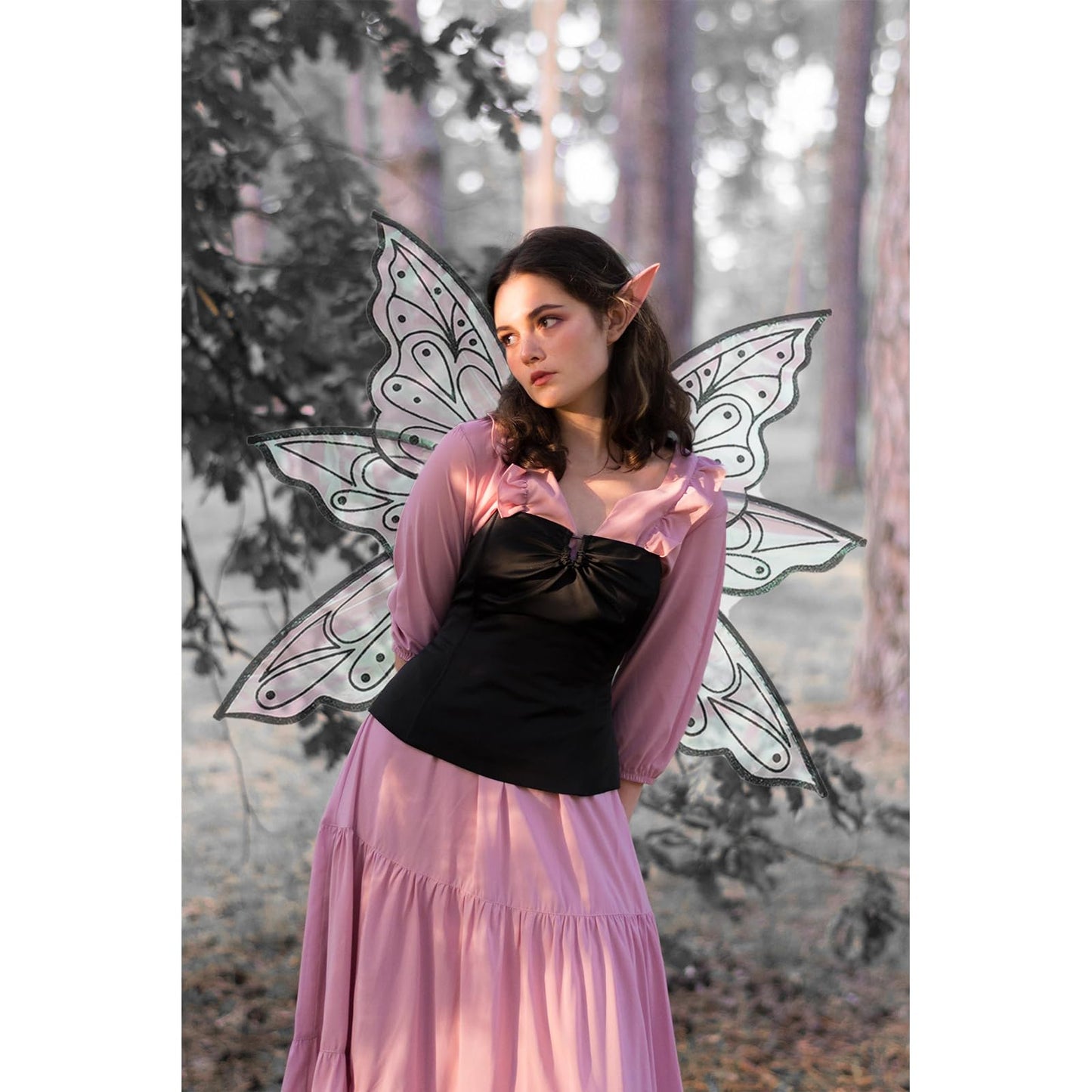 Gold Fairy Wings For Adults Dress Up Sparkling Sheer Butterfly Halloween Costume Angel Wings For Women Girls