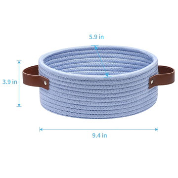 Abenkle Small Woven Basket With Handles, Mini Rope Storage Basket, Tiny Cute Shelf Basket, Oval Decorative Toys Basket For Nurse