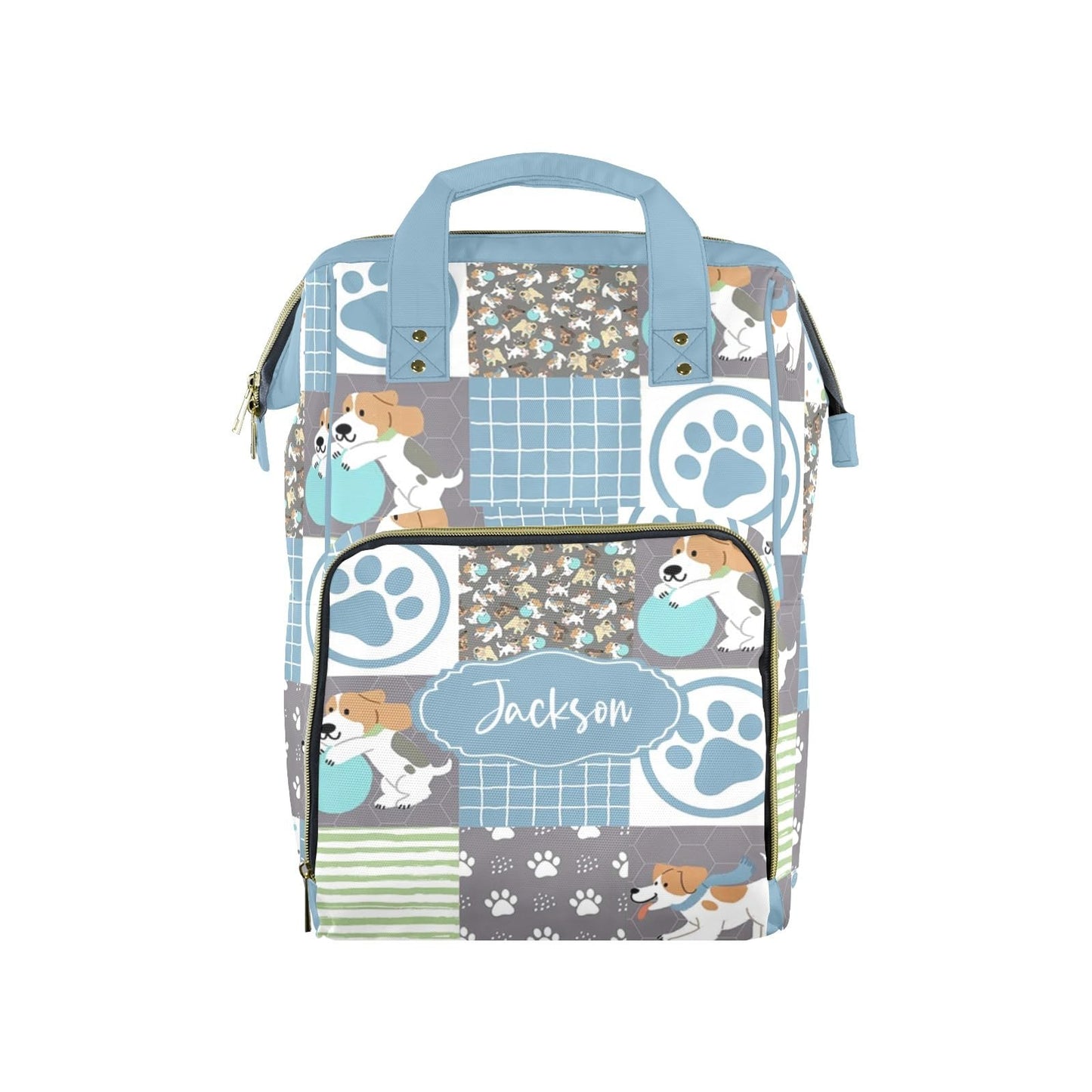 Noverbibi Custom Diaper Bag for Baby - Personalized Nursing Bags with Name - Cute Puppy Mommy Daypack Tote