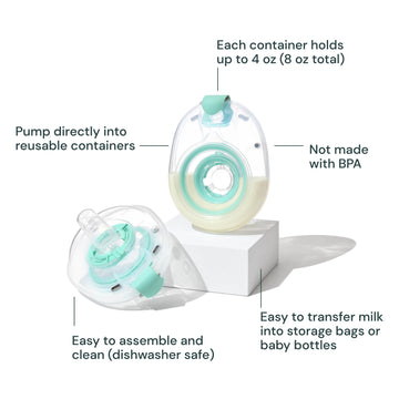 Willow 3.0 Pump Reusable Breast Milk Containers, 24Mm Flange, 2 Ct, Holds 4 Oz. Per Container, Breastfeeding Essential For The W