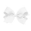 Wee Ones Girls' Classic Grosgrain Hair Bow With Plain Wrap Center On A Weestay Hair Clip, Handmade, Large Sized Bow, White