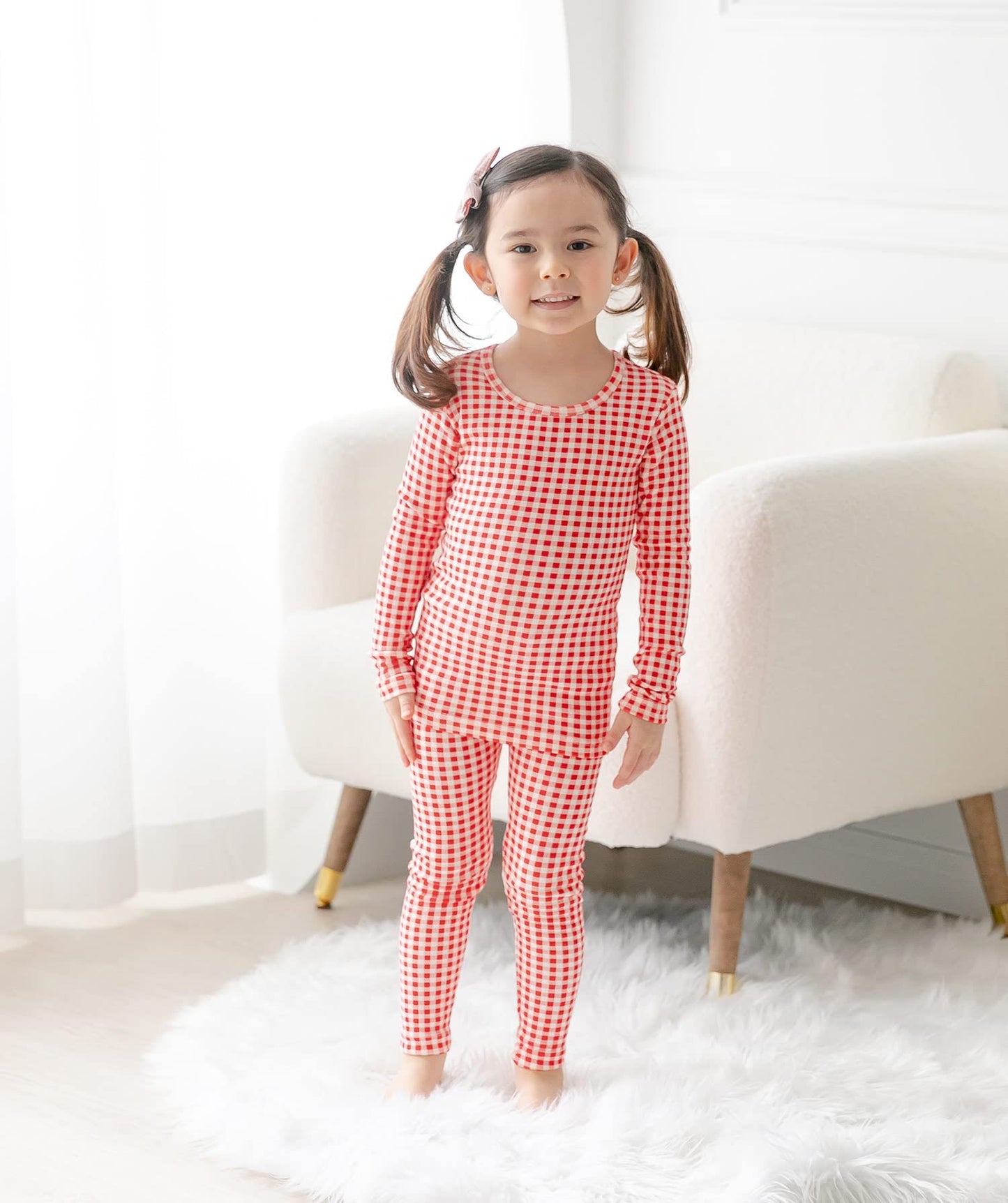 Avauma Baby Boys Girls Pajama Set 6M-7T Kids Cute Toddler Snug Fit Pattern Design Pjs Cotton Sleepwear (Check.Red.M)