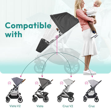Performance Rain Shield, Rain Cover Fits For Uppababy Vista/Vista V2/Vista V3/Cruz/Cruz V2 Stroller, Protect From Wind/Rain/Snow