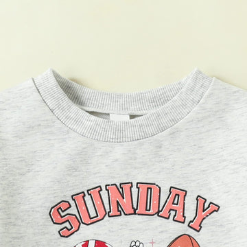 Mozikqin Toddler Baby Boy Girl Football Sweatshirt Long Sleeve Pullover Sweater Tops Thanksgiving Outfit Fall Clothes (Sunday Fu