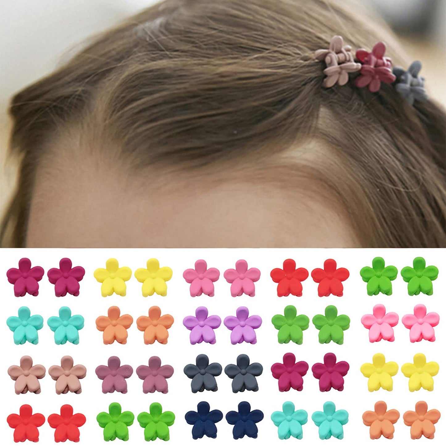 Elemirsa 80 Pieces Butterfly Hair Clips Flower Hair Clips Mini Claw Clip Jaw Clips With Toy Treasure Box For Baby Girls Kids Tod