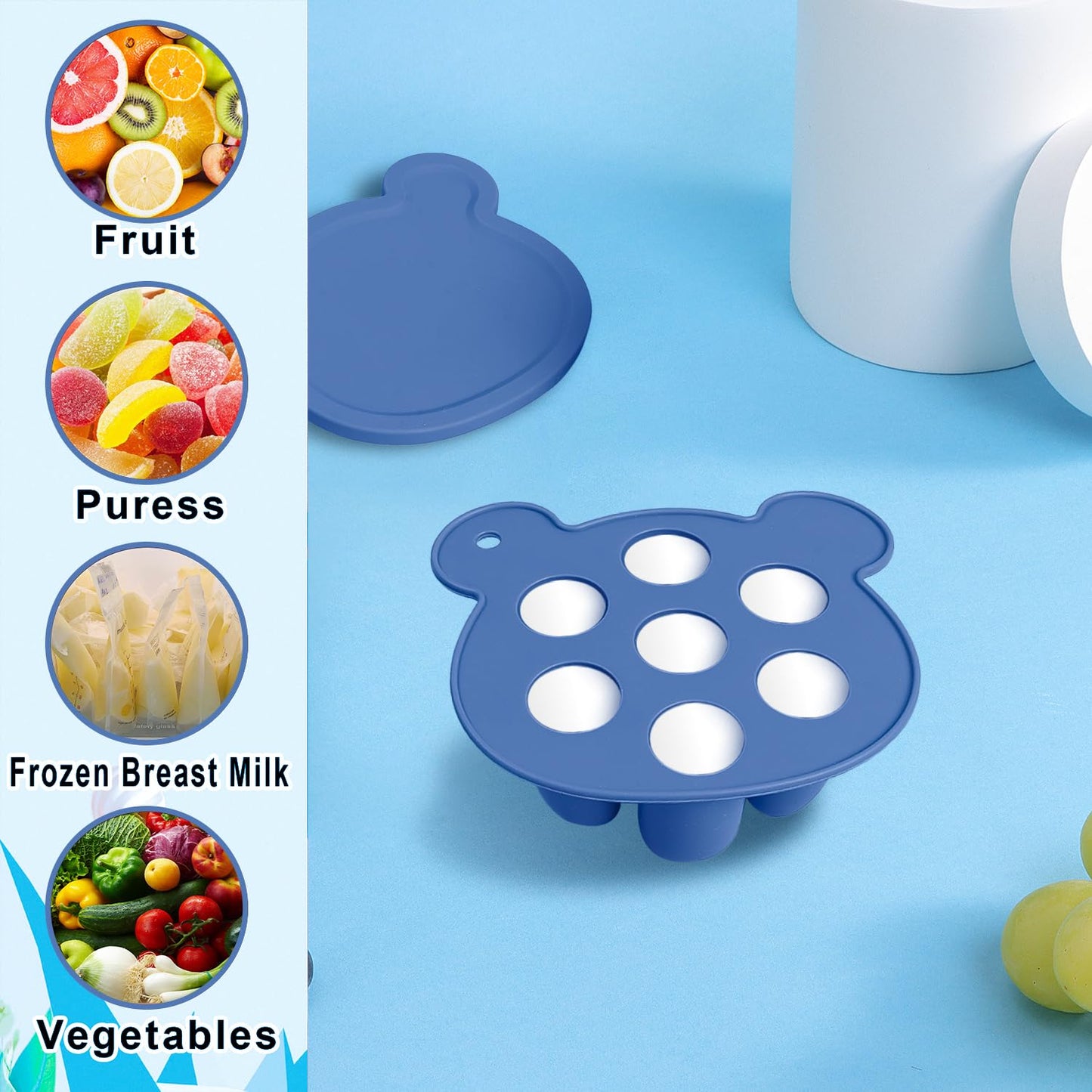 Baby Fruit Feeder Pacifier - 3 Pack | 1 Baby Food Feeder & 1 Baby Teether & 1 Baby Popsicle Molds | Breastmilk Popsicle Molds |