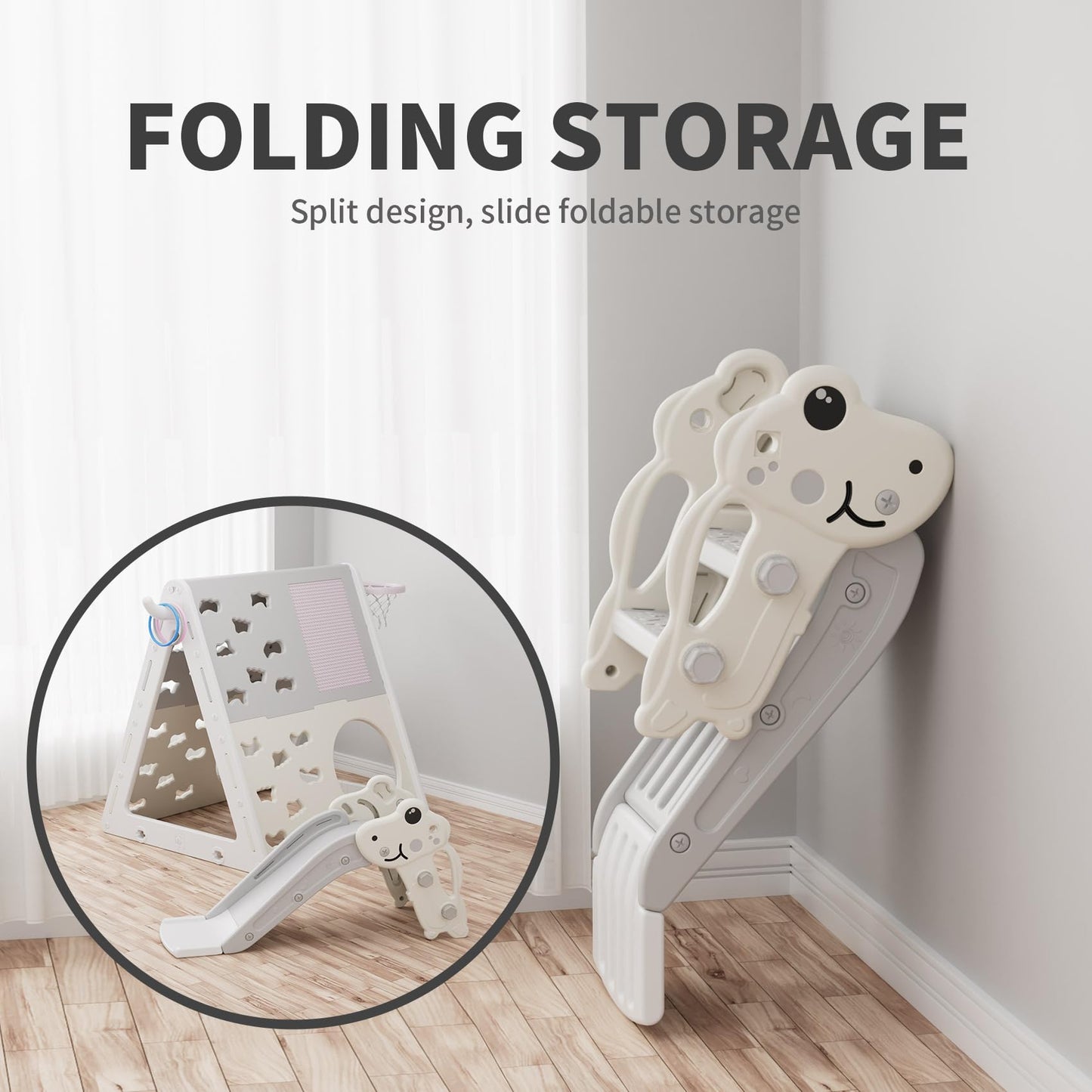 Unicoo Childrens 7 In 1 Multi-Functional Climbing Pyramid Set With Slide, Kids Climbing And Sliding Set For Home, Daycare (Ku-C0