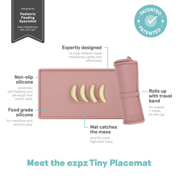 Ezpz Tiny Placemat - 6 Months+ (Blush) - Non-Slip, 100% Silicone Placemat For Toddlers And Babies - Fits On Most Highchair Trays