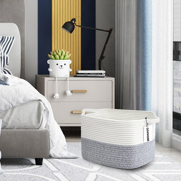 Davihomi Small Woven Cotton Rope Basket For Organizing, Gift Baskets For Handles, Empty Gift Baskets, Toy Basket For Bins|13.5'