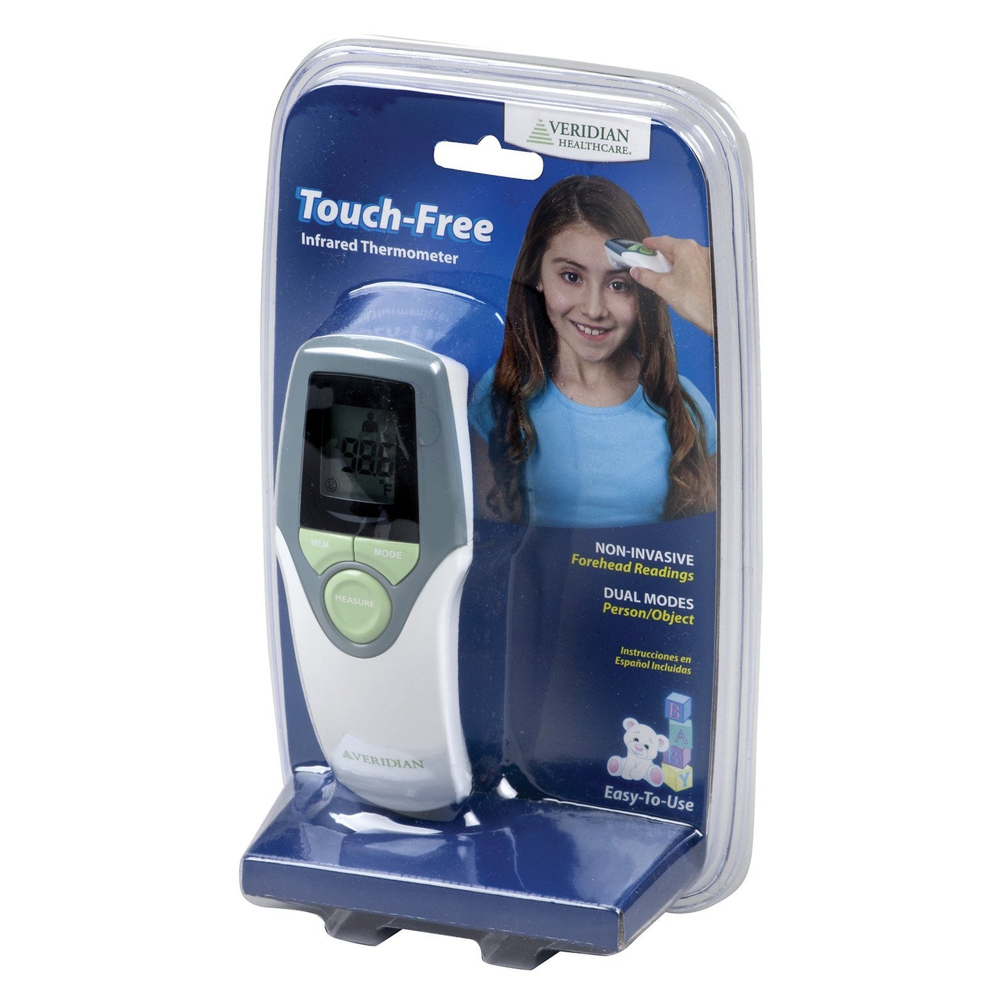 Veridian Healthcare Infrared Thermometer | Forehead Measurements | 1-Second Readout | Hygienic Non-Contact | Whole Family Care |