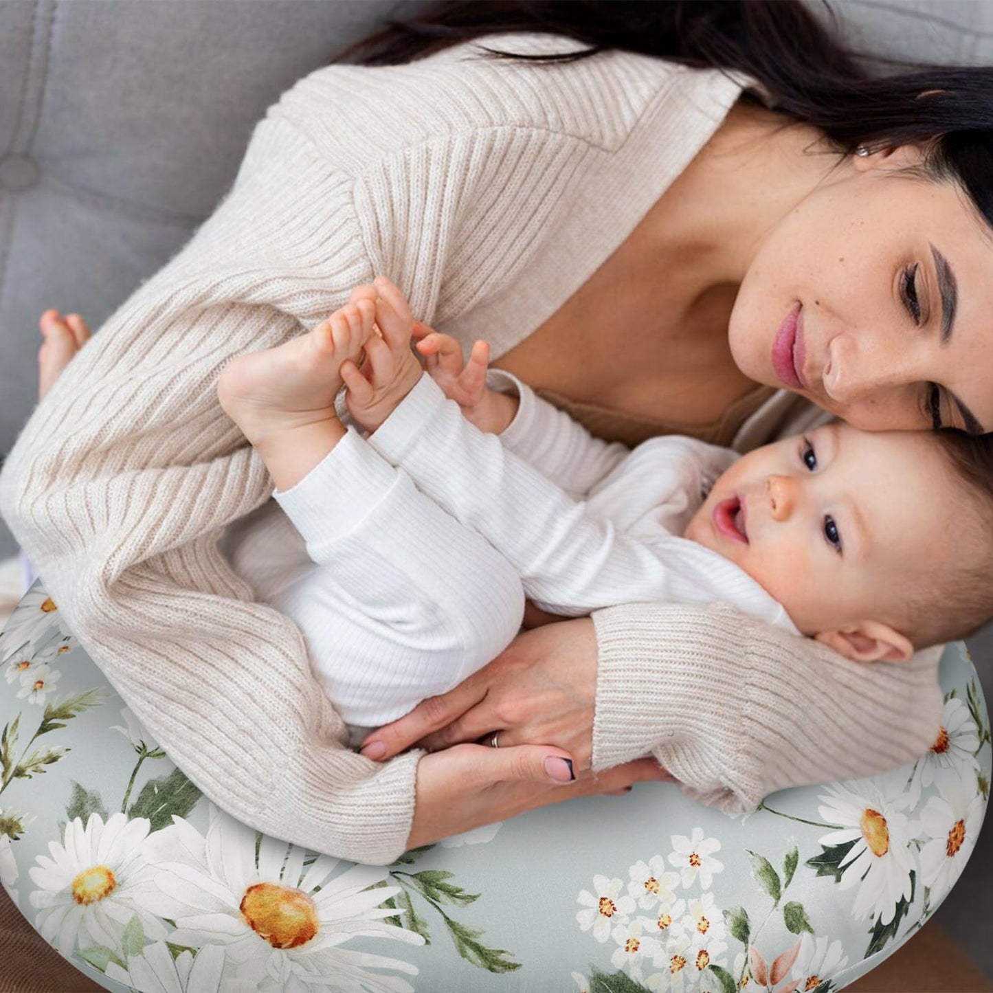 Pea Pod Nursing Pillow Cover Breastfeeding Pillow Slipcover For Moms Soft Breathable Organic Knit Fabric Newborn Infant Feeding