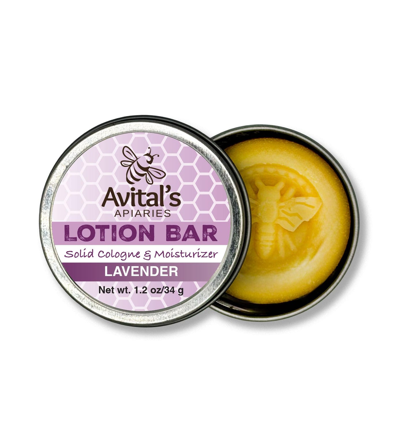 Avital's Apiaries Lavender Lotion Bar for Dry Skin - Solid Moisturizing Bar with Shea Butter & Beeswax, Natural Hand & Body Loti