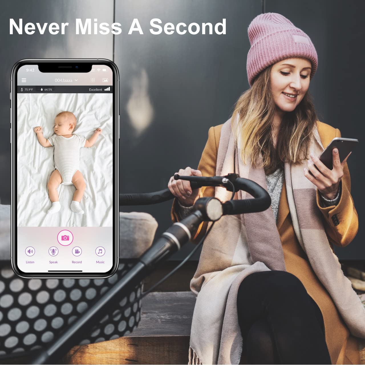 Ibaby M2C Wifi Baby Monitor Camera With Fhd Audio 1080P With Night Vision Wall Mount Kit Included 2021 Updated Video Audio Quali