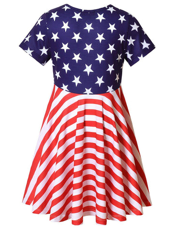 QPANCY 3t 4t Toddler Girls USA Flag Dresses 4th July USA Independence Day Costume