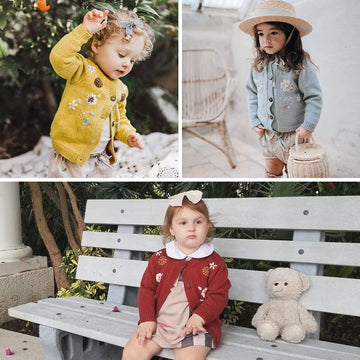 Simplee Kids Baby Cardigan Hand Knitted Cardigan With Hand Embroidery Sweater Long Sleeve Baby Girl Coat For Winter And Autumn 3