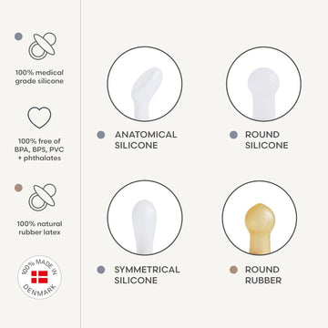 Frigg Silkysoft Silicone Baby Pacifier 6-Pack Cinnamon Charm | Made In Denmark | Bpa-Free (0-6 Months)