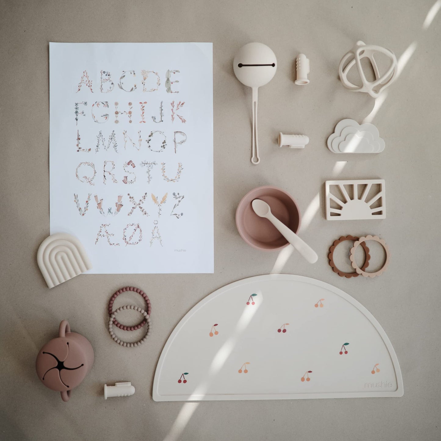 Mushie Silicone Placemat For Kids | Bpa-Free Non-Slip Design (Cherries)