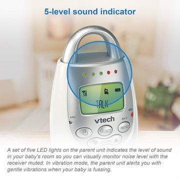 Vtech Dm221 Audio Baby Monitor With Up To 1,000 Ft Of Range, Vibrating Sound-Alert, Talk Back Intercom & Night Light Loop, White