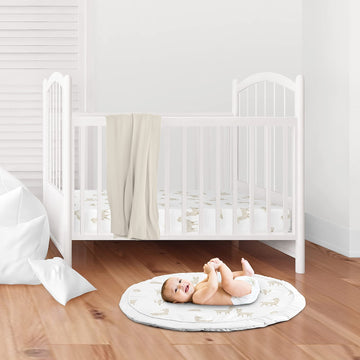 Sweet Jojo Designs Boho Llama Boy Or Girl Baby Playmat Tummy Time Infant Play Mat - Gender Neutral Beige Taupe Tan And White Boh