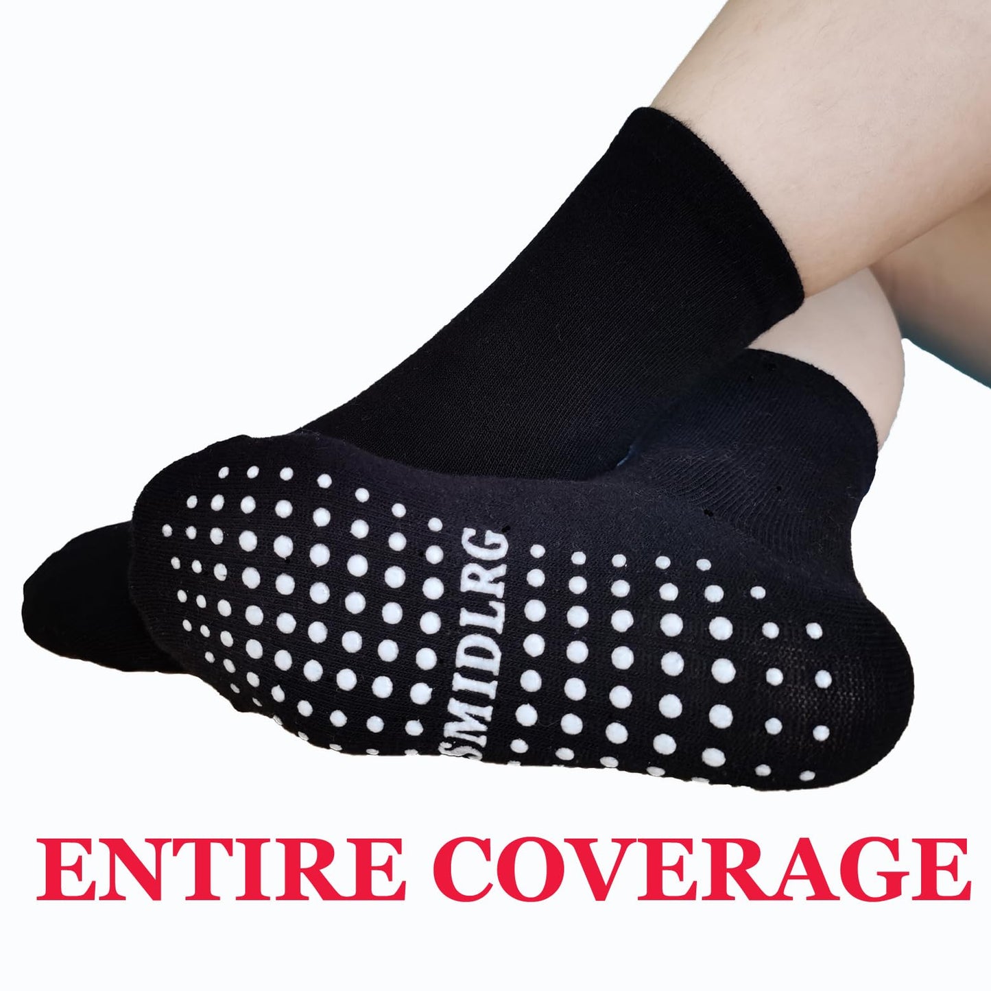Smidlrg Toddler Grip Crew Socks With Grippers Boys Girls Kids 1-3/3-5/5-7T 6 Pairs
